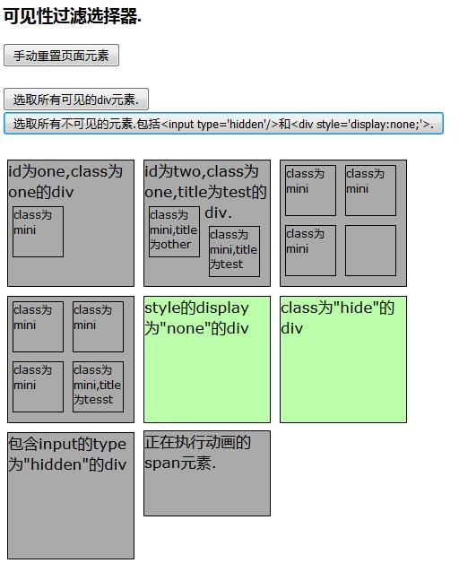 jQuery可见性过滤选择器用法示例 - 文章图片