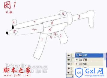 Photoshop鼠绘逼真的MP5冲锋枪教程 - 文章图片