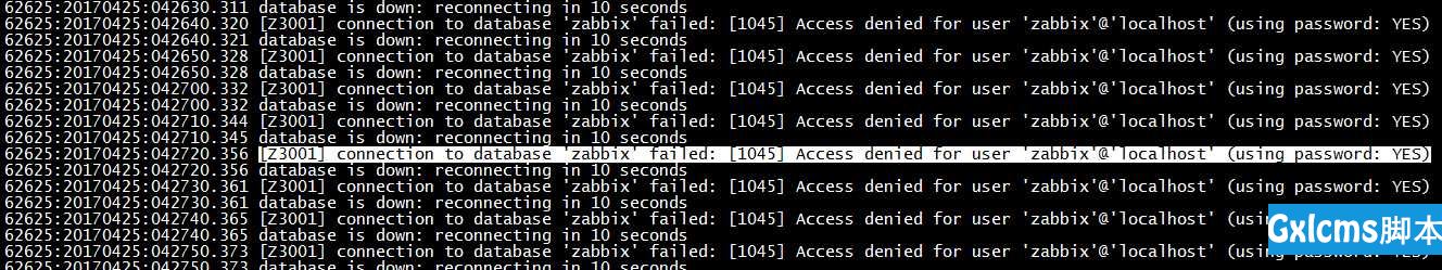 [Z3001] connection to database 'zabbix' failed: [1045] Access denied for user 'zabbix'@'localhost' (using password: YES) - 文章图片