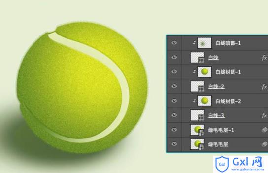 Photoshop制作一个毛茸茸的草绿色网球图标 - 文章图片