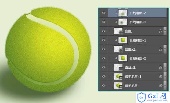 Photoshop制作一个毛茸茸的草绿色网球图标 - 文章图片