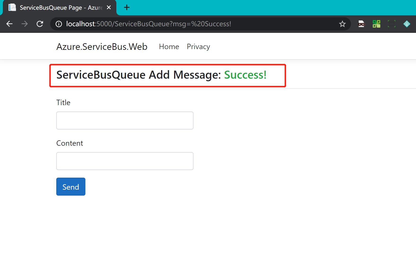 Azure Service Bus（三）在 .NET Core Web 应用程序发送ServiceBus Queue - 文章图片
