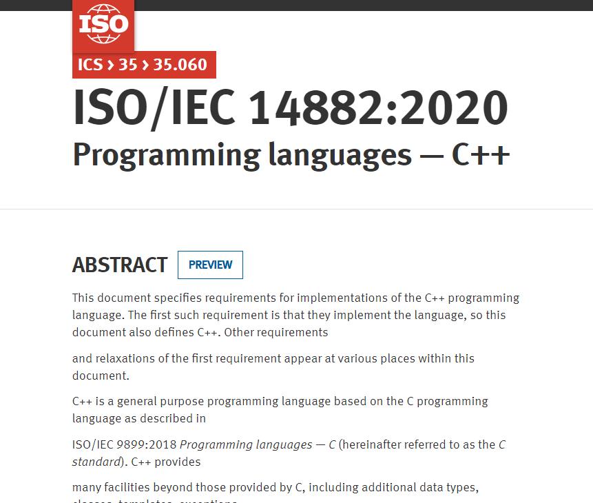 C++20 标准正式发布，命名为 ISO/IEC 14882:2020。 - 文章图片