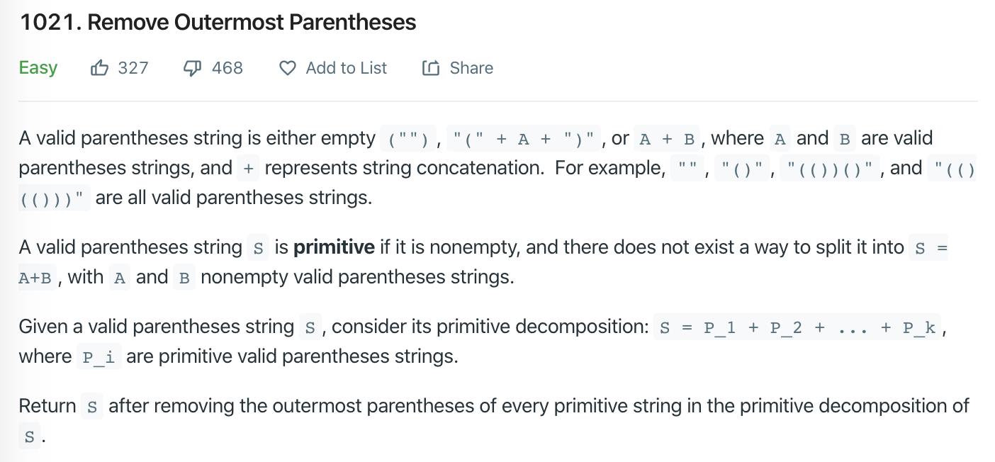 LeetCode-1021 Remove Outermost Parentheses Solution(with Java) - 文章图片