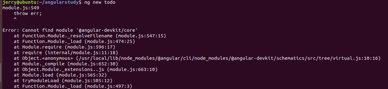 Ubuntu使用angular创建项目的时候报错Error: Cannot find module '@angular-devkit/core' - 文章图片