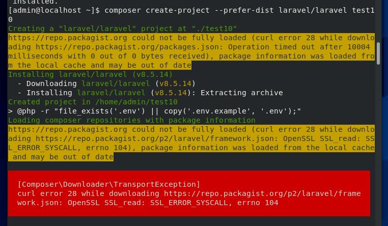 解决curl error 28 while downloading https://repo.packagist.org/p2/laravel/frame work.json: OpenSSL报错 - 文章图片