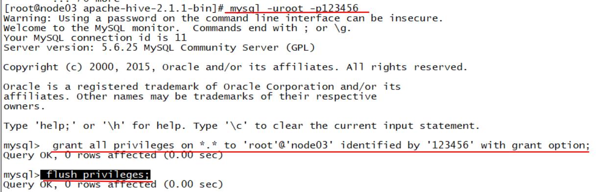 hadoop2.7.5安装hive2.1.1启动报错Caused by: java.sql.SQLException: Access denied for user ‘root‘@‘node03‘ - 文章图片
