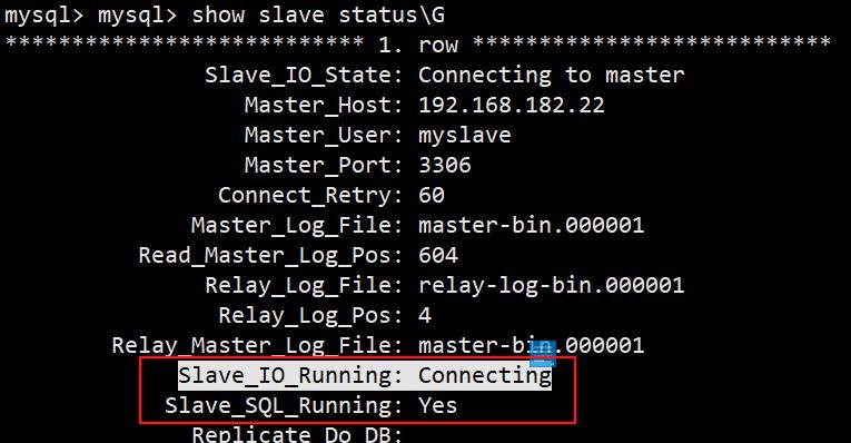Mysql主从同步时Slave_IO_Running：Connecting ； Slave_SQL_Running：Yes的情况故障排除 - 文章图片