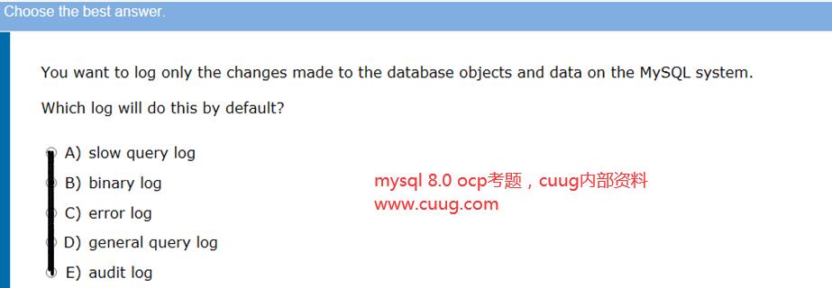 Mysql 8.0 OCP认证考试原题题库整理（CUUG内部资料）-第7题 - 文章图片