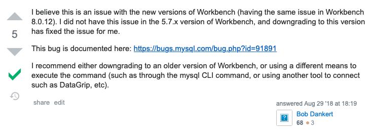 解决Mac在MySQL workbench 中出现的Error 1148 - 文章图片