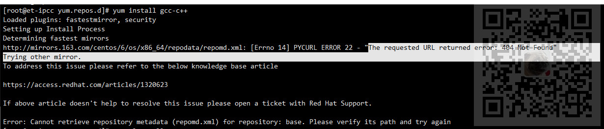 CentOS6在使用yum install 时提示镜像源路径不存在:PYCURL ERROR 22 - “The requested URL returned error: 404 Not Found - 文章图片