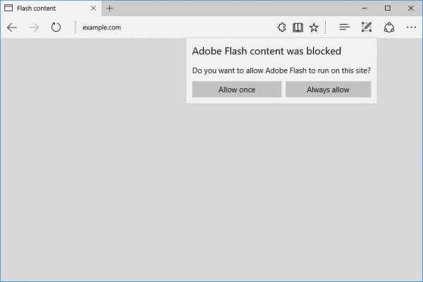 Win10专业版14997下Edge已默认阻止Flash运行.jpg