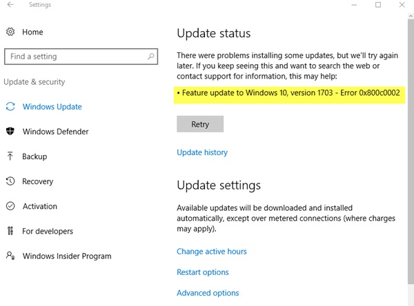 Win10专业版更新提示Windows Update错误0x800c0002a.jpg