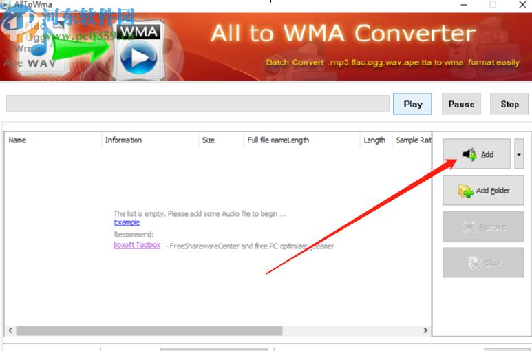 Boxoft All to WMA Converter批量将MP3转换成WMA格式的方法