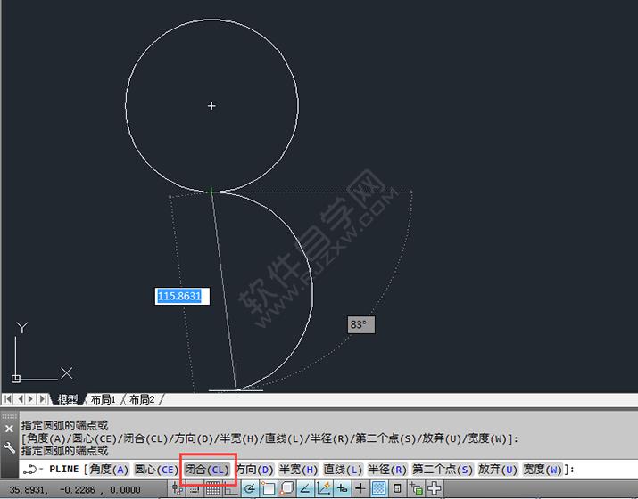 在CAD中怎么用多段线画圆