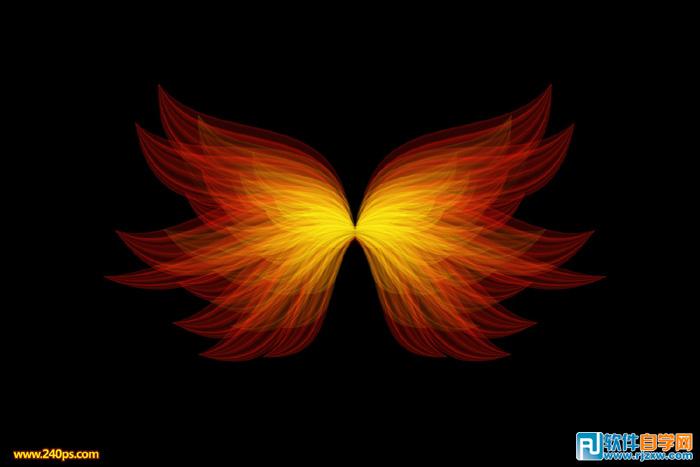 用Photoshop CS设计漂亮的红黄色光束翅膀